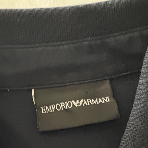 Emporio Armani Navy Polo with White Stripes - Picture 2 of 4